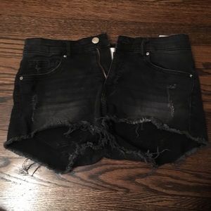 Black denim shorts
